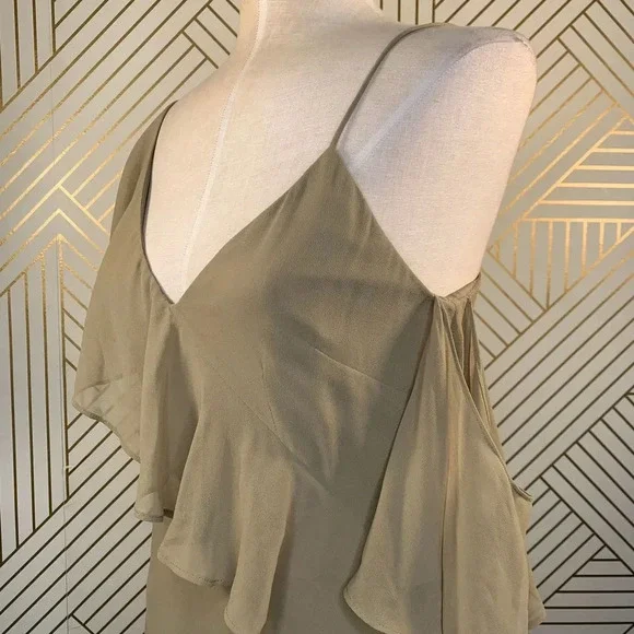 Keepsake the Label Cosmic Girl Ruffle Dress in Willow Tan Beige Green Size Small - Picture 6 of 11